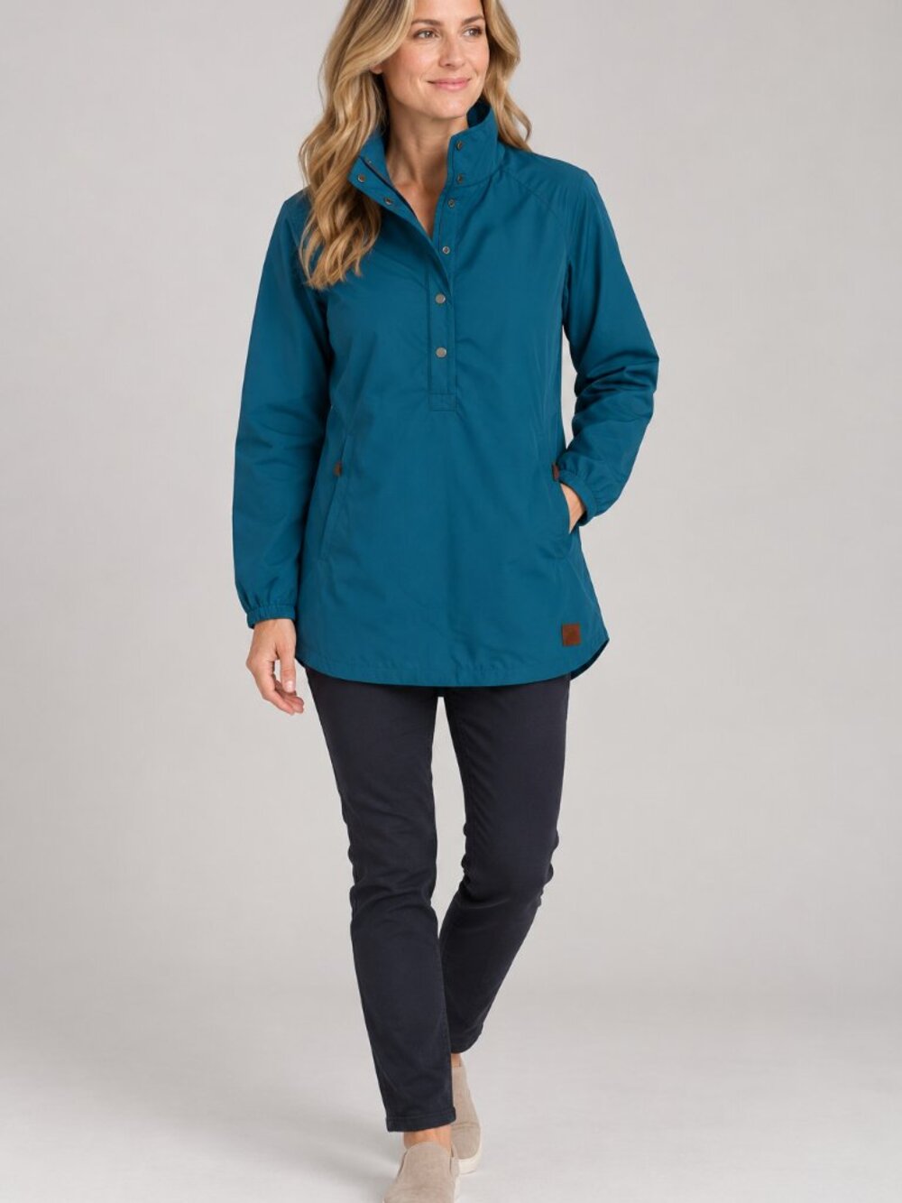 Toad&Co Women's Teal 1/2 button Henley style lightweight jacket